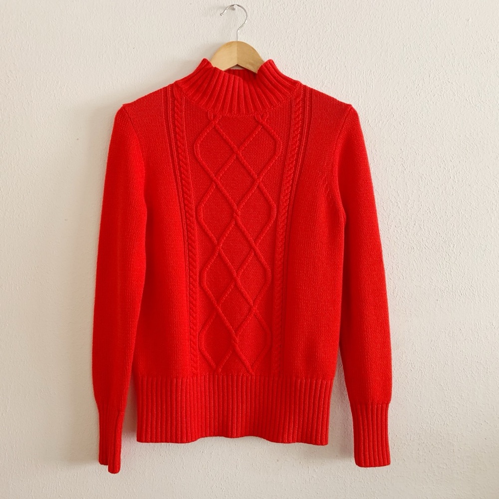 NWT J. Crew Red Cable Knit Sweater Size Small